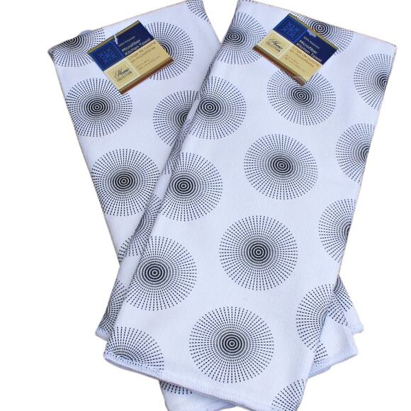 Home Collection 10 Piece Kitchen Linens Set Black & White Mod Retro Funky - Picture 6 of 9